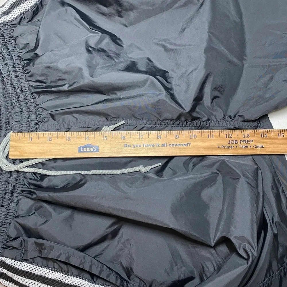Y2K Adidas Track Pants Mens XL Warm Up Windbreaker Nylon Reinforced Knees Black